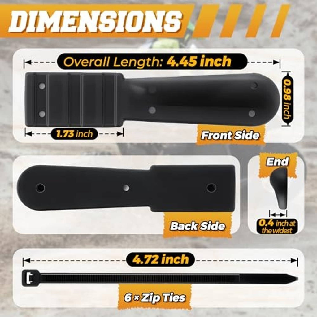 Black wrap-around ATV throttle extender with six zip ties, 4.45 in length
