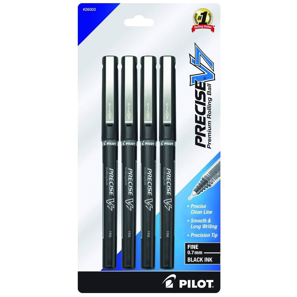 Set of capped black Precision V7 fine rolling ball pens