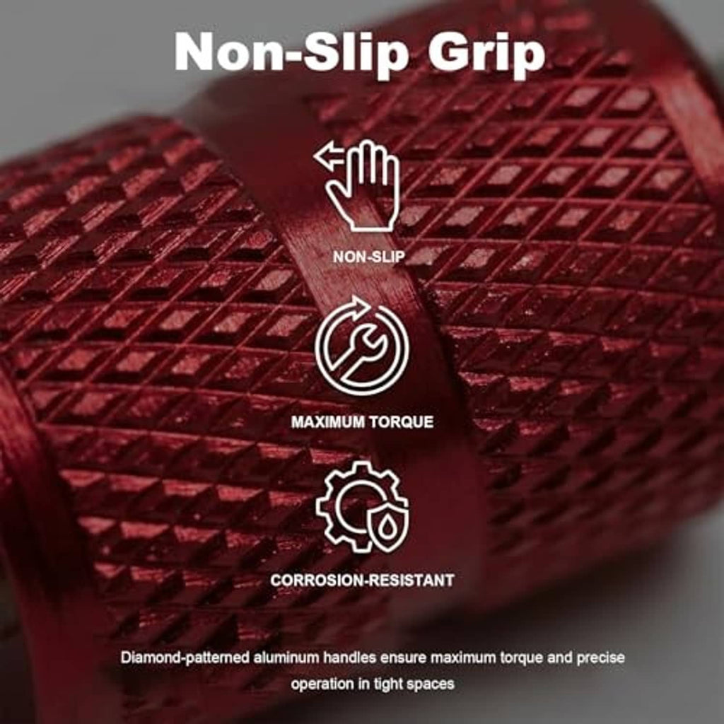 Red textured handle A/C valve core remover tool for maximum torque grip