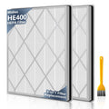 Midiex HE400/HE401 HEPA replacement filters, white pleated media in black frames, 2-pack
