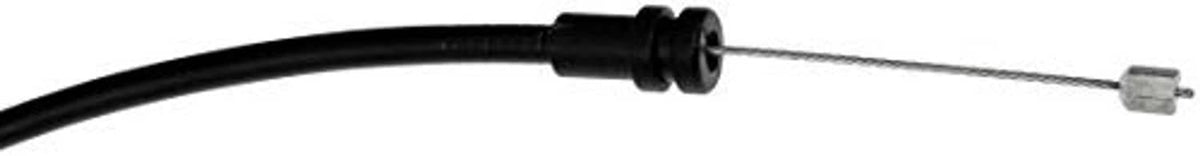 Hood release cable with black sheath and wire end connector