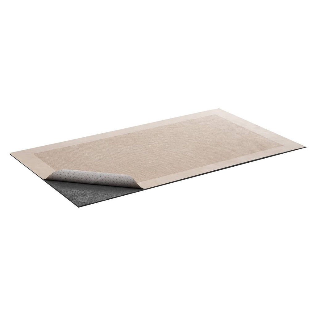 3x5 ft felt rug pad with rubber grip, beige top layer and gray underside