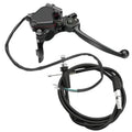 Dual brake lever thumb throttle with black levers and bundled throttle cable.
