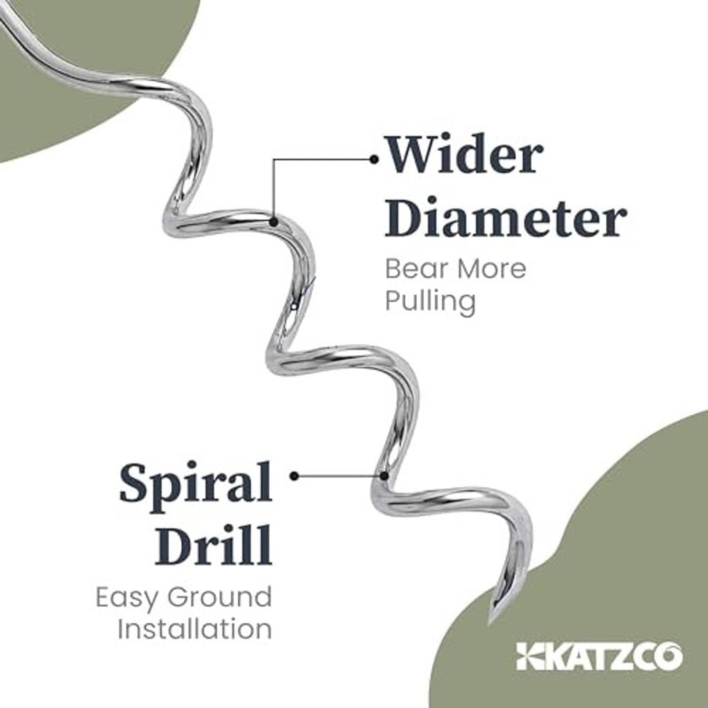 Chrome metal spiral drill tie-out stake with barbed ground coil