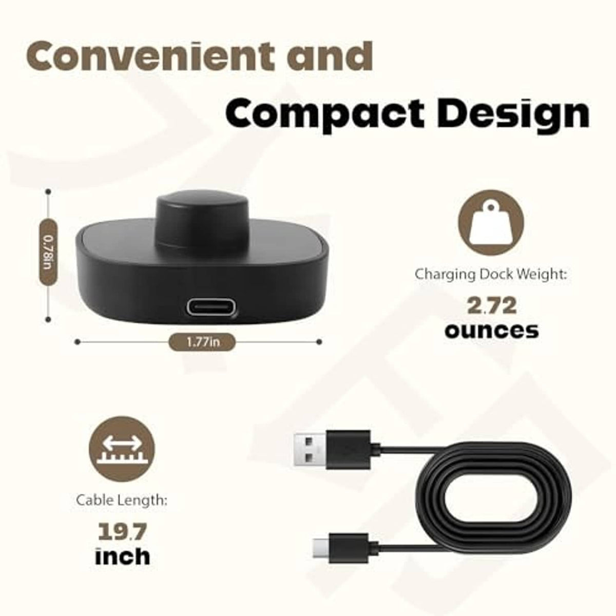 Black circular charging dock with USB-C port and compact base