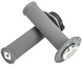 Graphite dirt bike handlebar grips, textured rubber with gray end caps and aluminum collar