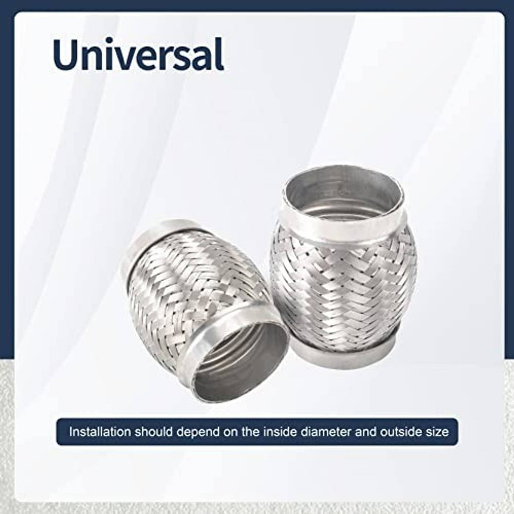 Universal stainless steel exhaust flex pipes, braided mesh sleeves with flared openings