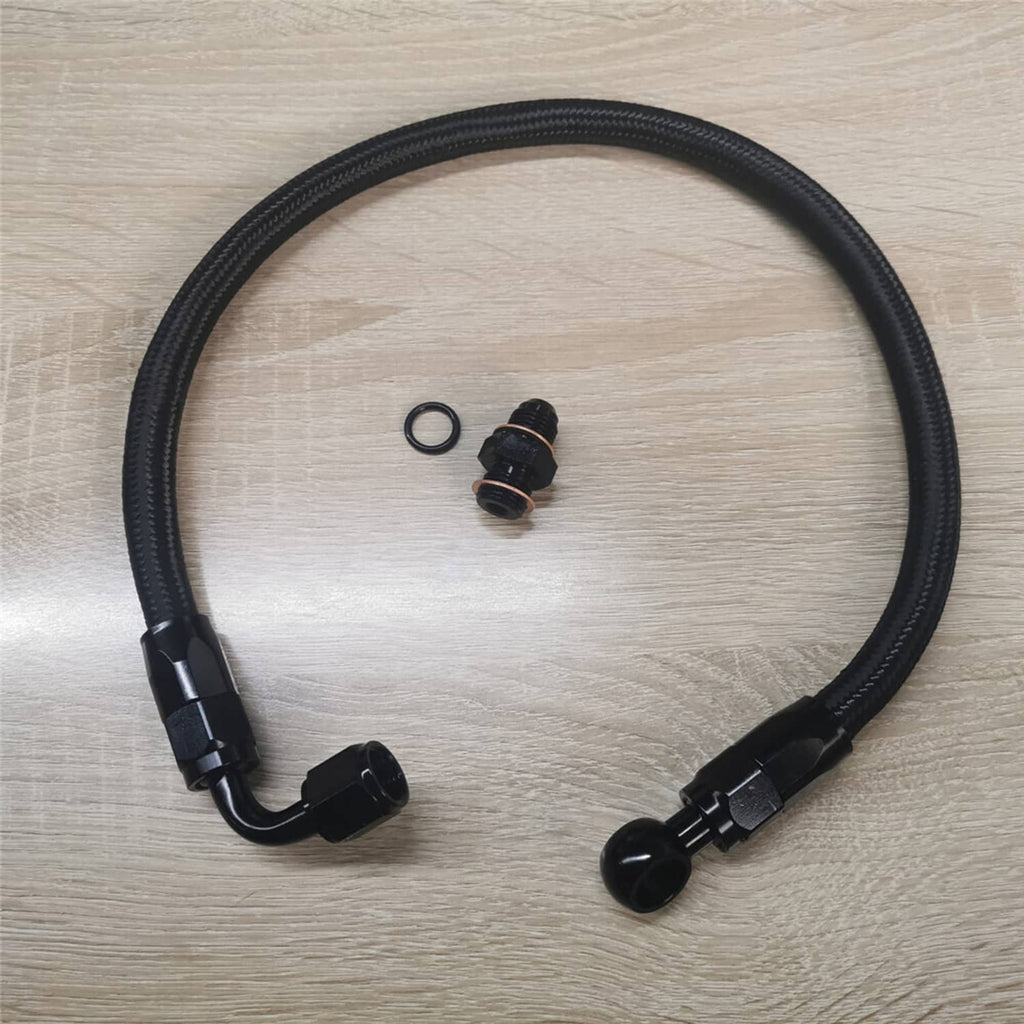 Braided black fuel line with two fittings and O-ring