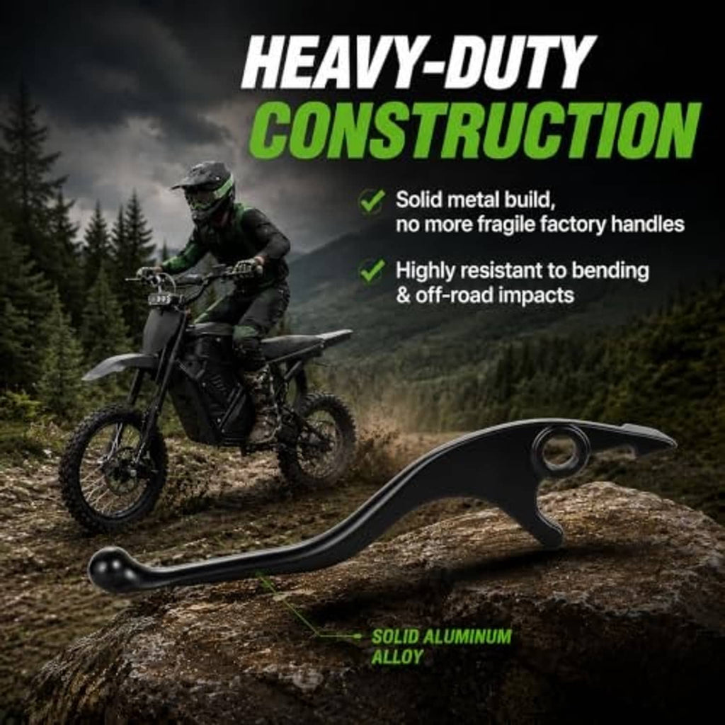 Black curved brake lever with ball end, laid on a surface