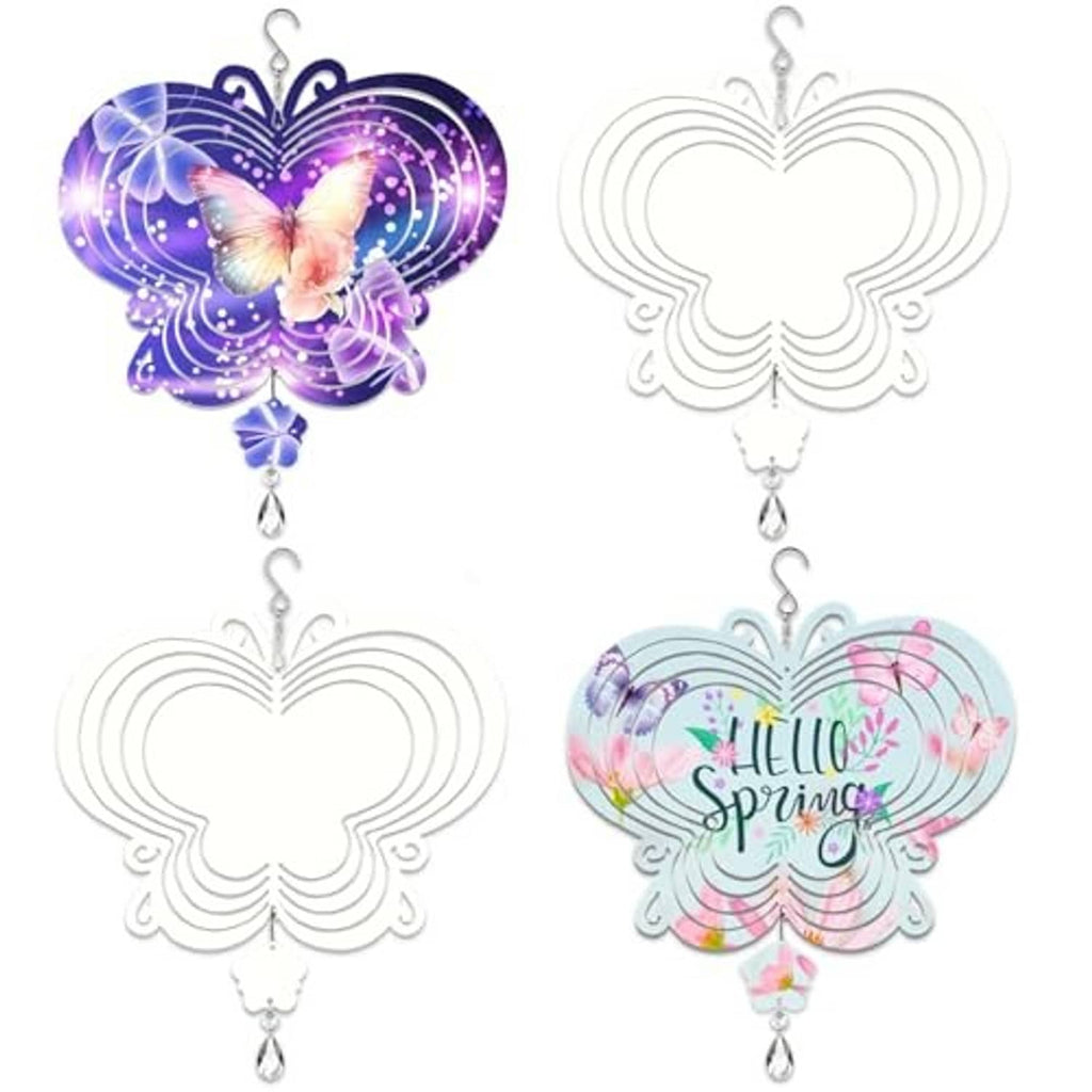 8-inch butterfly wind spinner blank set, four paper-thin metal spinner shapes with hooks