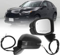 Vehicle side mirror replacement with clear lens, dark housing, and attached wiring harness