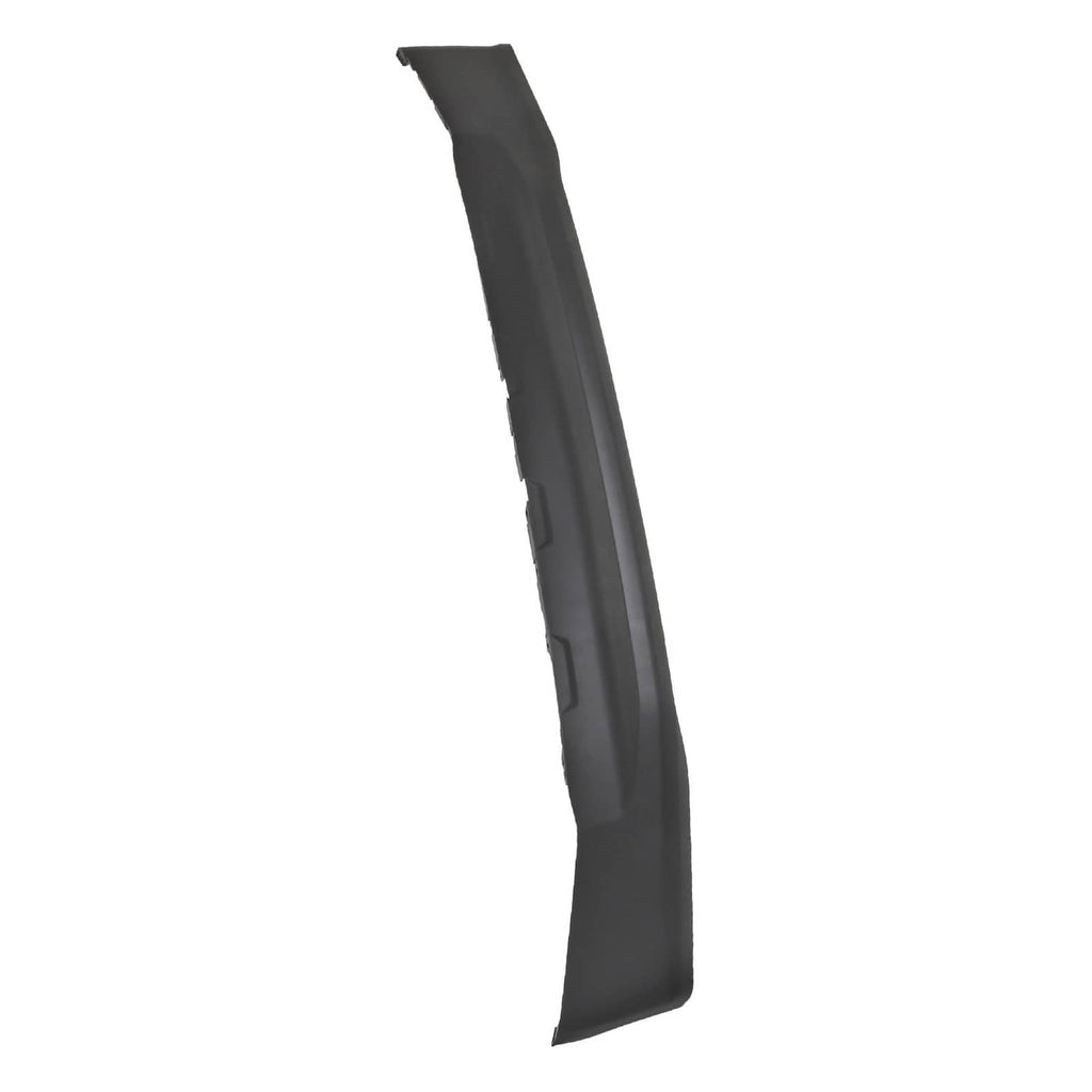 Front lower valance trim piece, dark black plastic panel with curved profile.