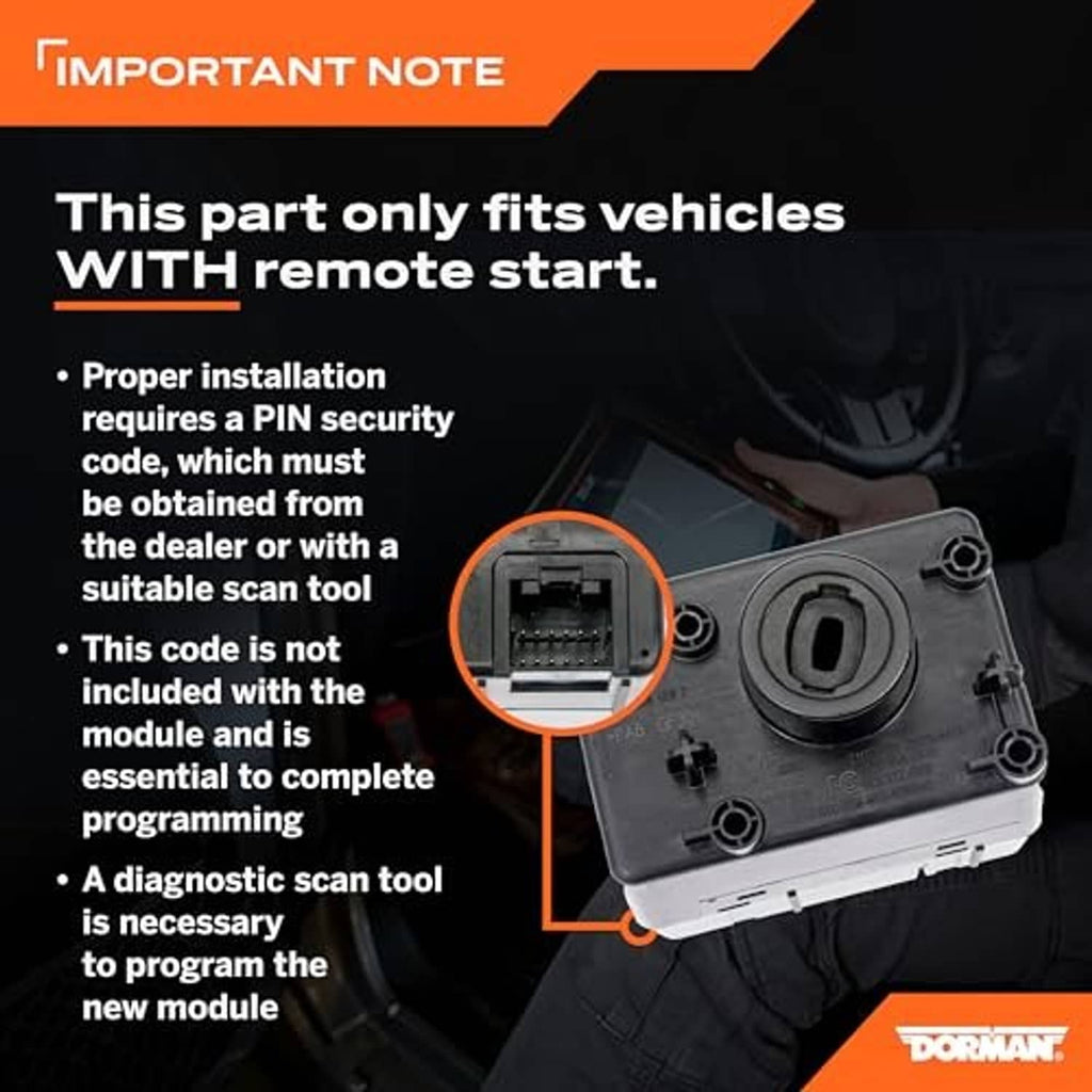Wireless ignition node module with PIN security and remote start note graphic