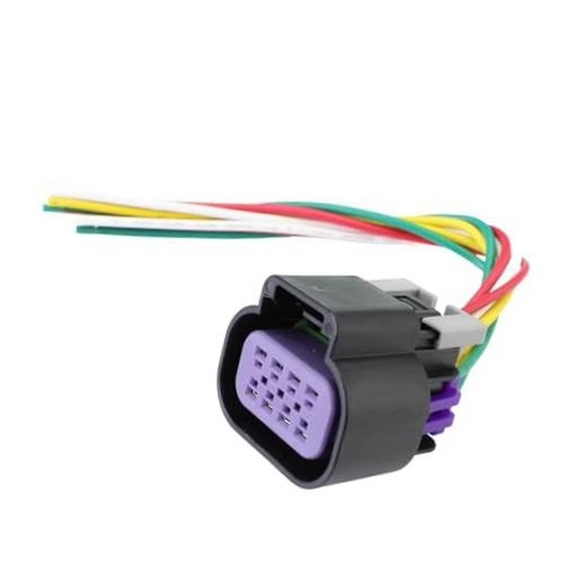 Throttle body throttle actuator electrical connector with black housing and multicolor wires