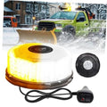 Magnetic LED strobe beacon light with glowing amber dome and black control switch