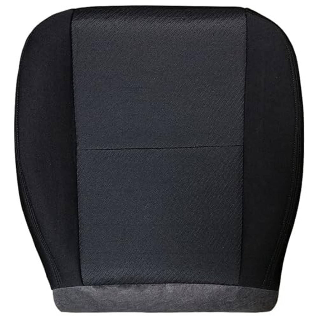 Black cloth bottom seat cover with textured fabric finish and stitched horizontal seam.