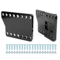 Black steel snowplow lift mount brackets with silver screws and nuts