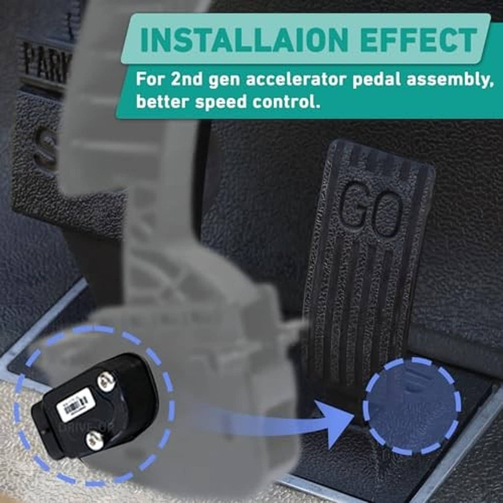 Throttle sensor mounted near accelerator pedal with visible connector and mounting base
