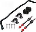 Front sway bar kit: black stabilizer bar, end links, bushings, and bolts