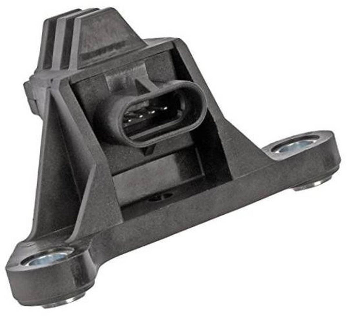 Crankshaft position sensor with black electrical connector and metal mounting brackets