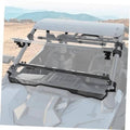 3-in-1 flip-up windshield with clear panels and black mounting frame for a UTV