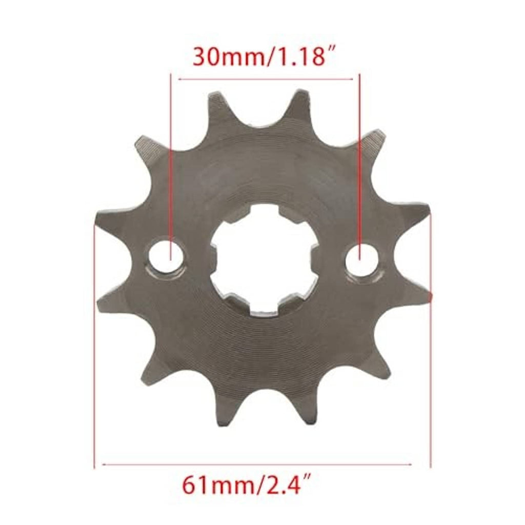 Gray 428-14T front sprocket with size dimensions shown
