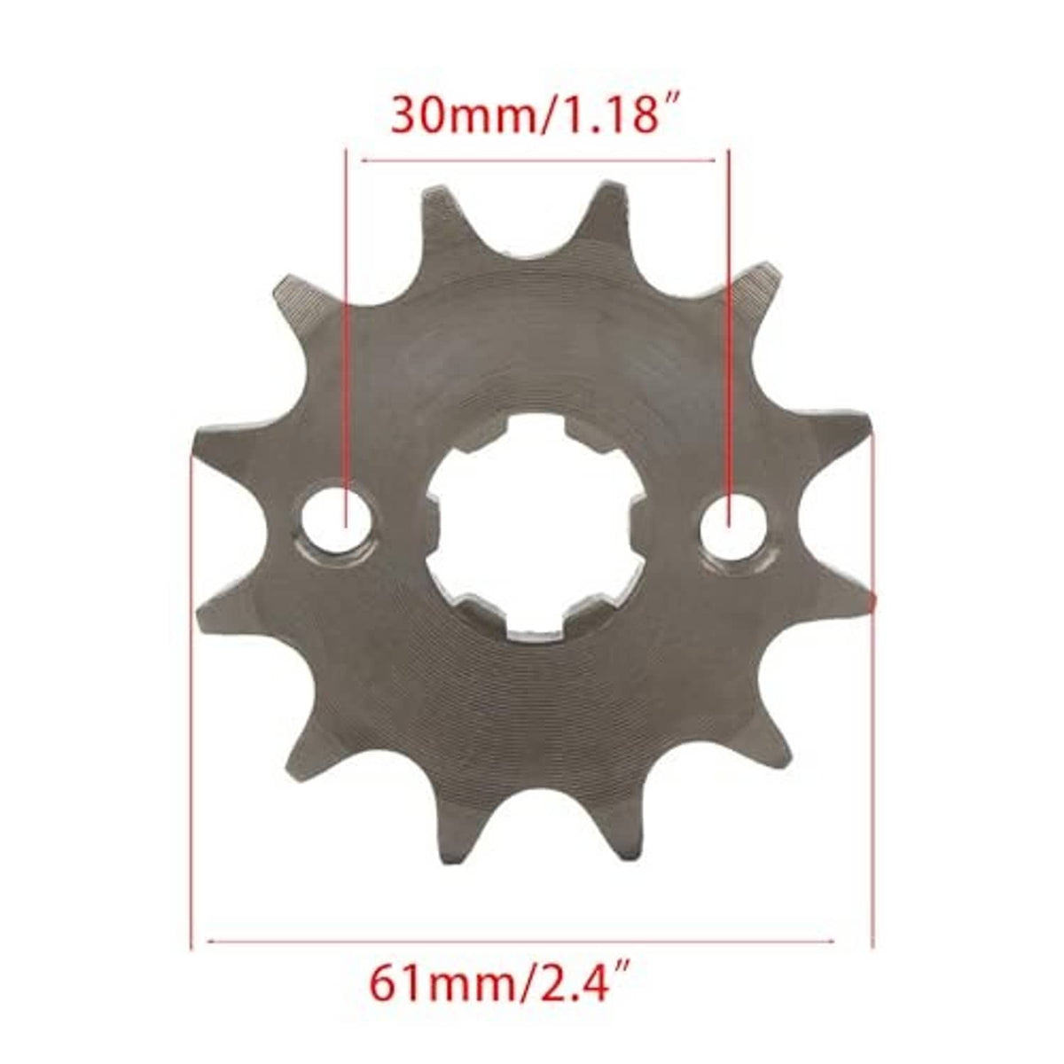 Gray 428-14T front sprocket with size dimensions shown