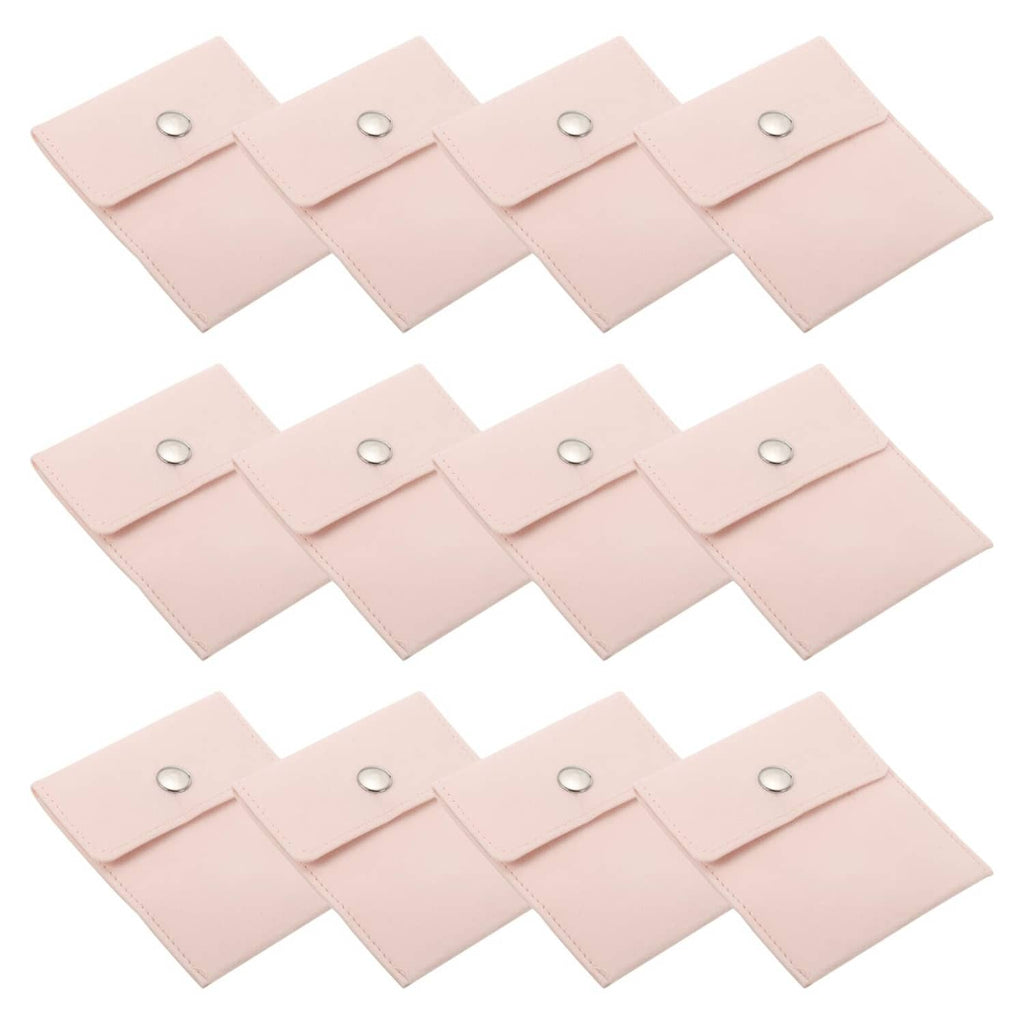 Pink velvet jewelry pouches (set) with snap-button flap closures