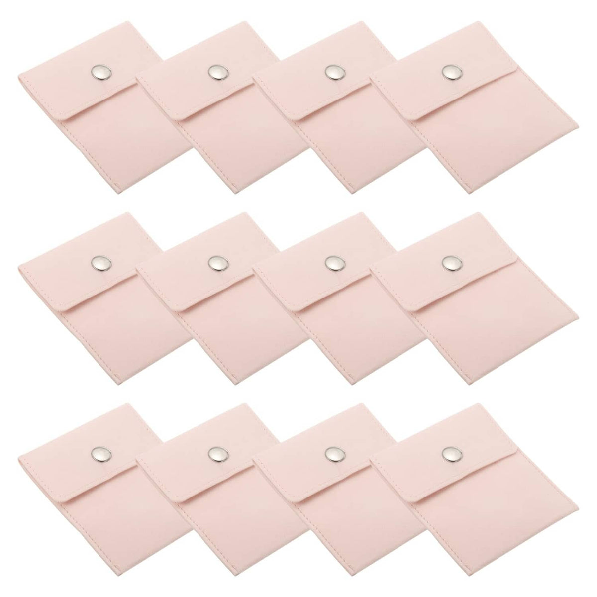 Pink velvet jewelry pouches (set) with snap-button flap closures