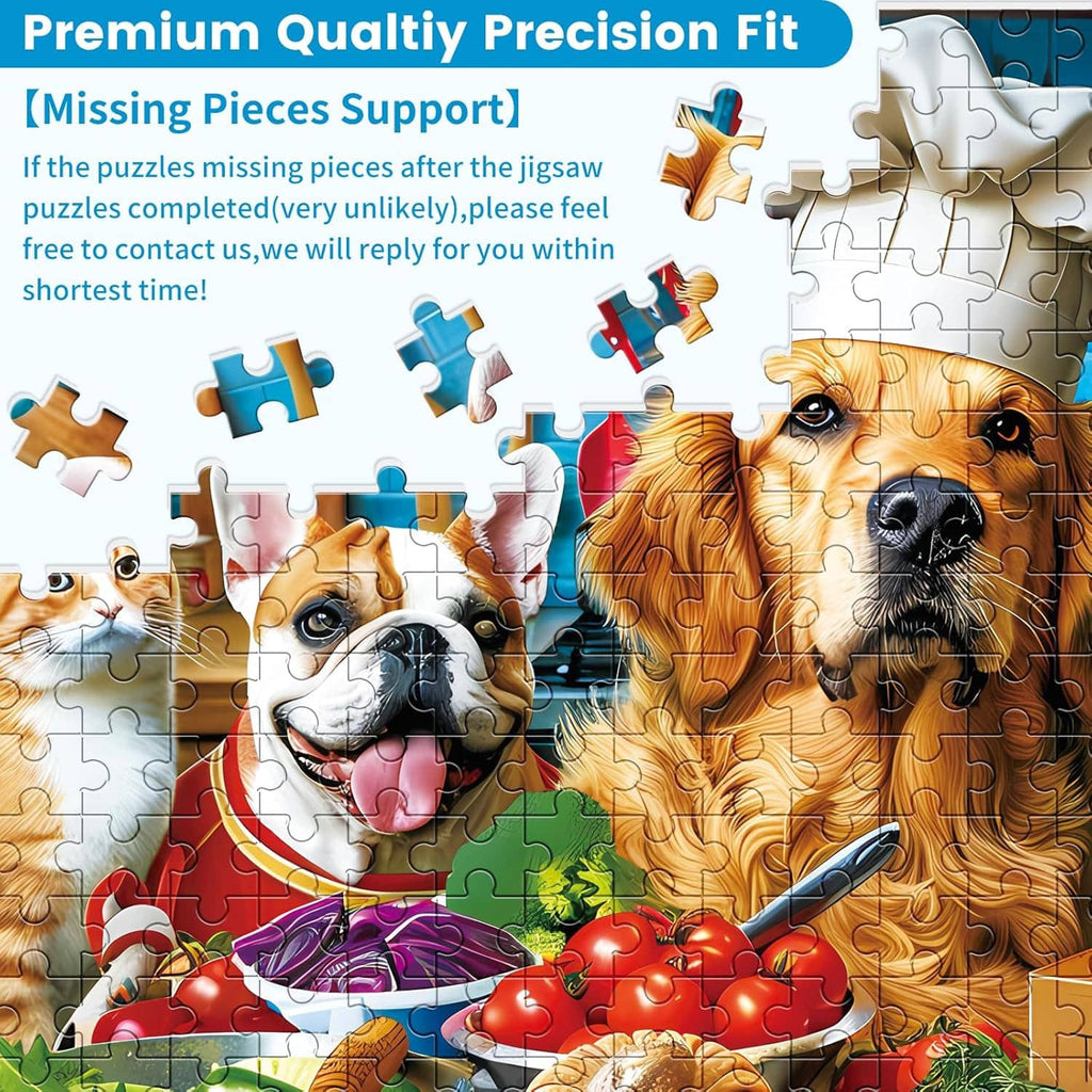 Premium jigsaw puzzle fit graphic with interlocking pieces and animal artwork