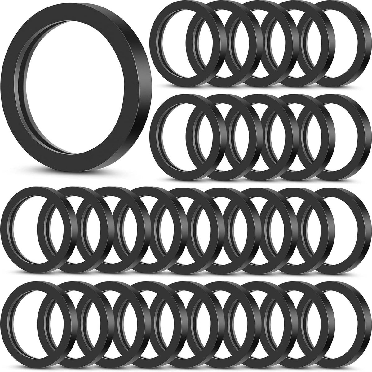 Rubber gas can spout gasket rings, black set of 20 circular seals