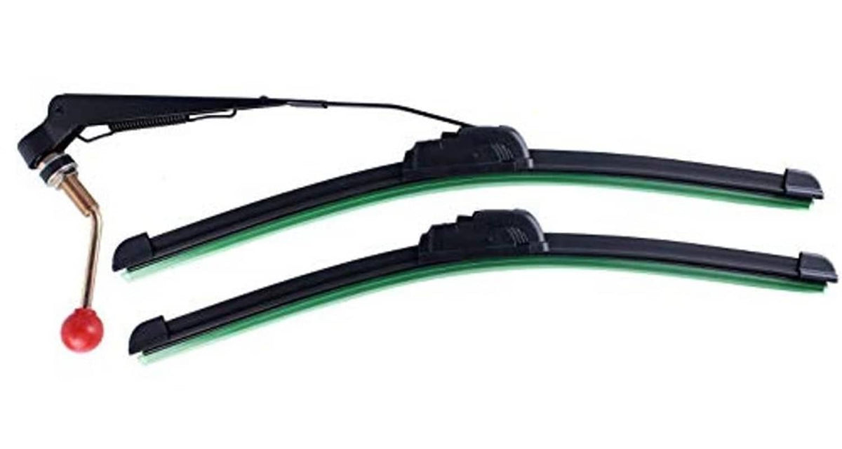 Manual UTV windshield wiper kit with two black wiper blades and mounting arm