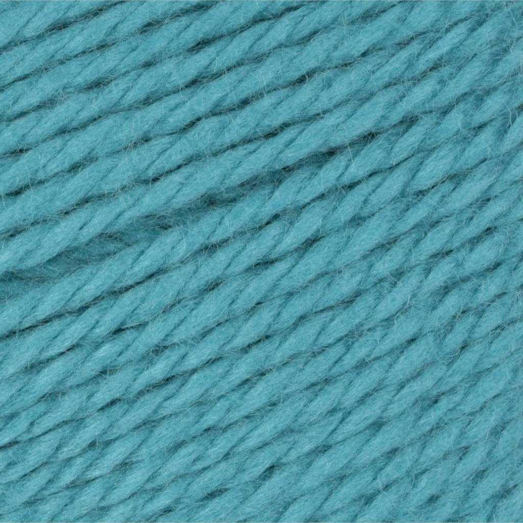 Teal blue acrylic yarn close-up showing twisted texture