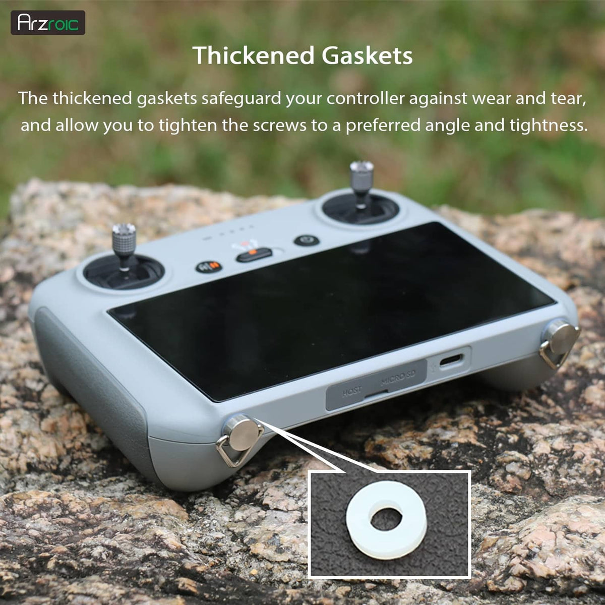 Black Arzroic controller mount with thickened gaskets and tightening screw hardware