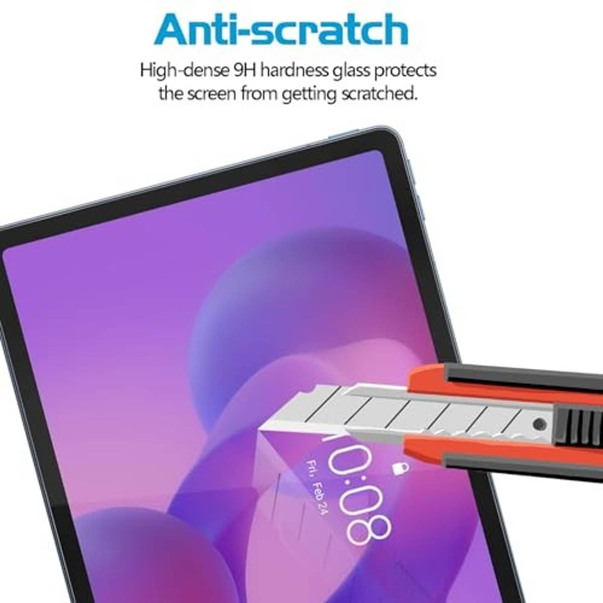 Tempered glass screen protector with anti-scratch edge protection for Lenovo tablet