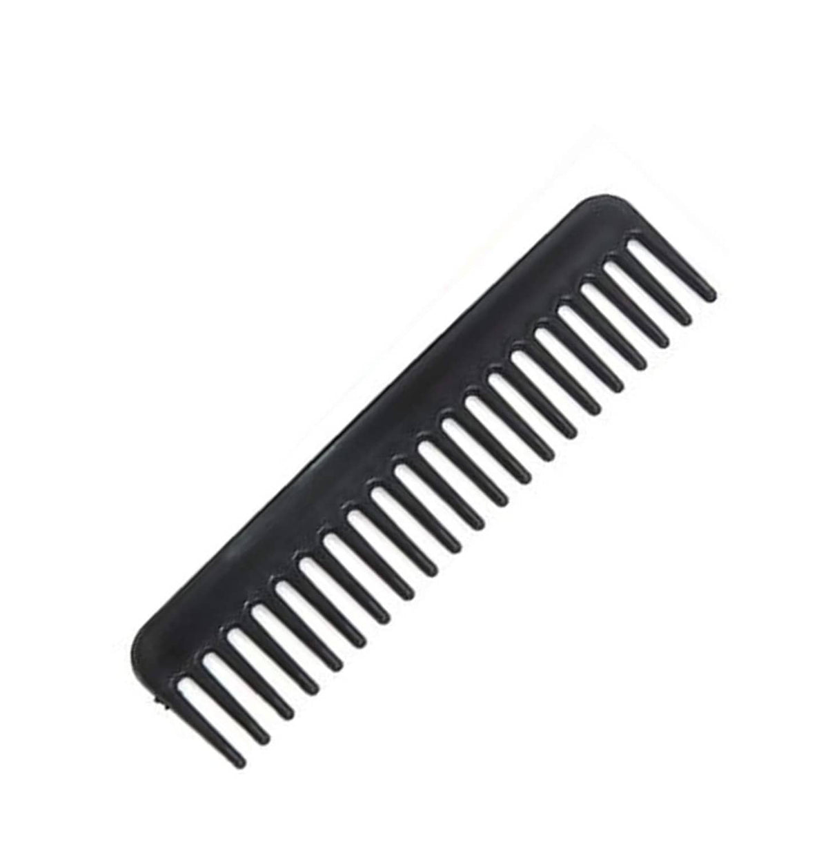 Black fine-tooth styling comb with angled handle