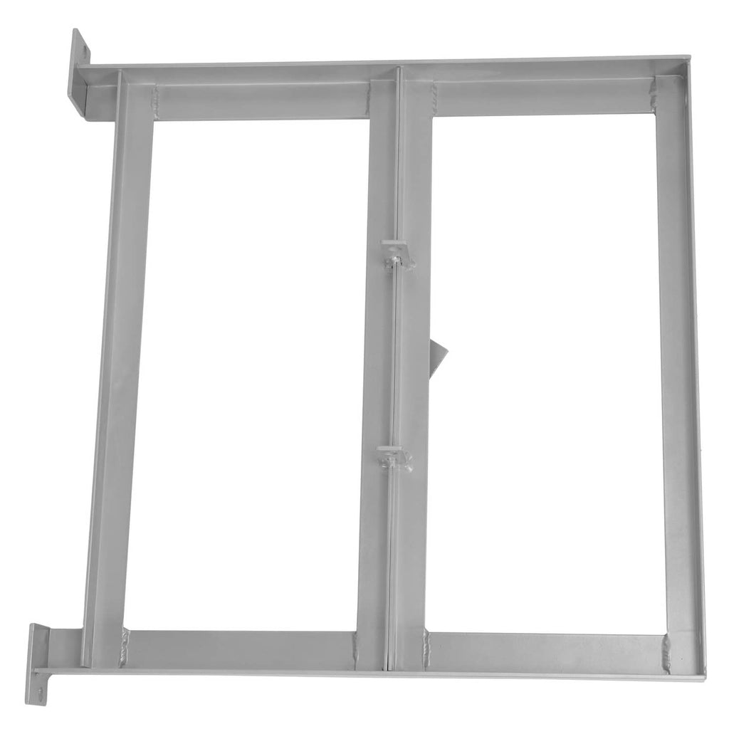 Silver battery tray frame with vertical center support and open inner frame