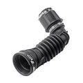 Air intake hose assembly with ribbed black rubber section and two metal band clamps