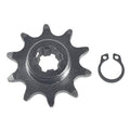 10T chain wheel sprocket with toothed edge and keyed center, plus retaining clips