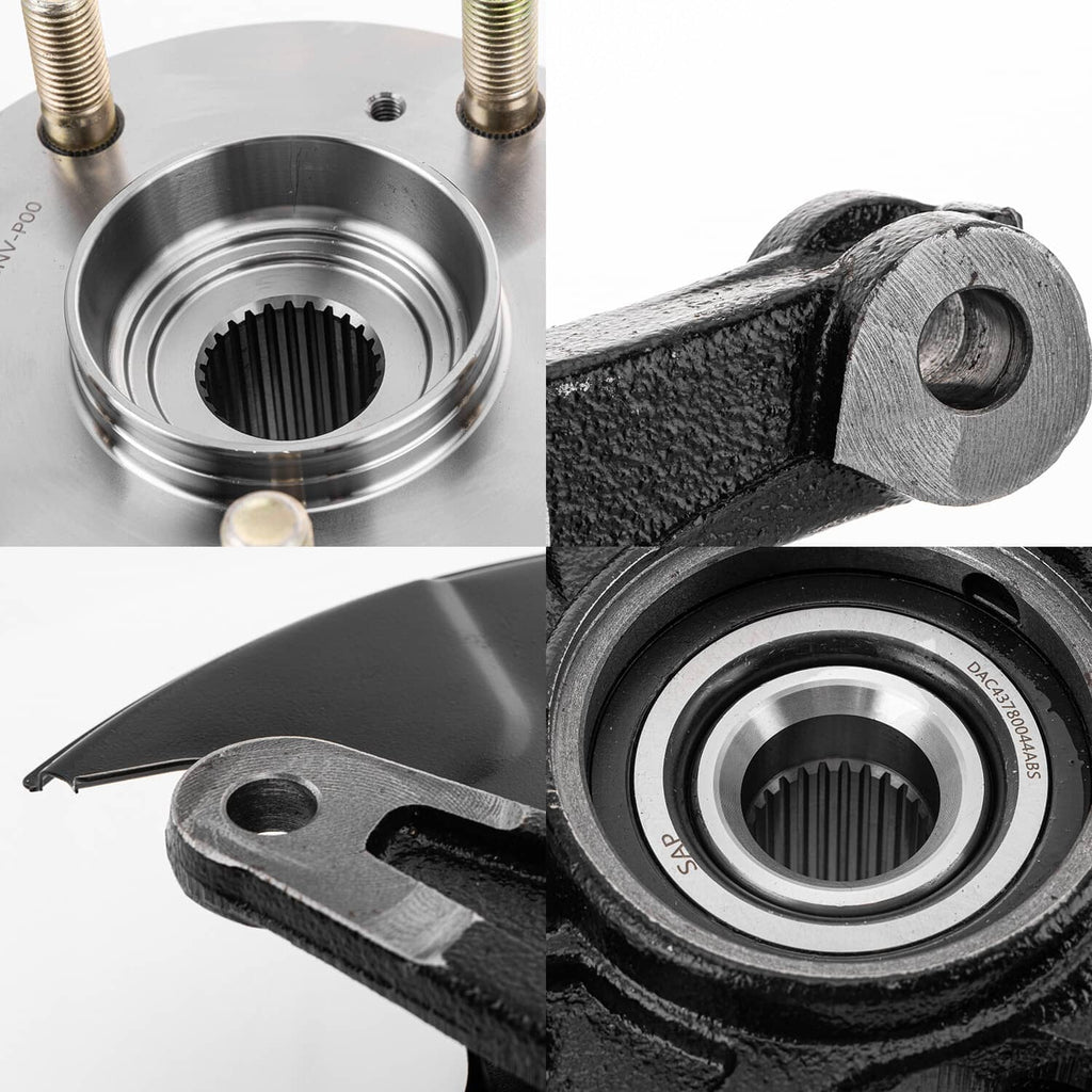 Front wheel hub bearing axle hub with black steering knuckle bracket