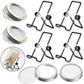 4-pack stainless steel sprouting jar mesh lids with black stand holders