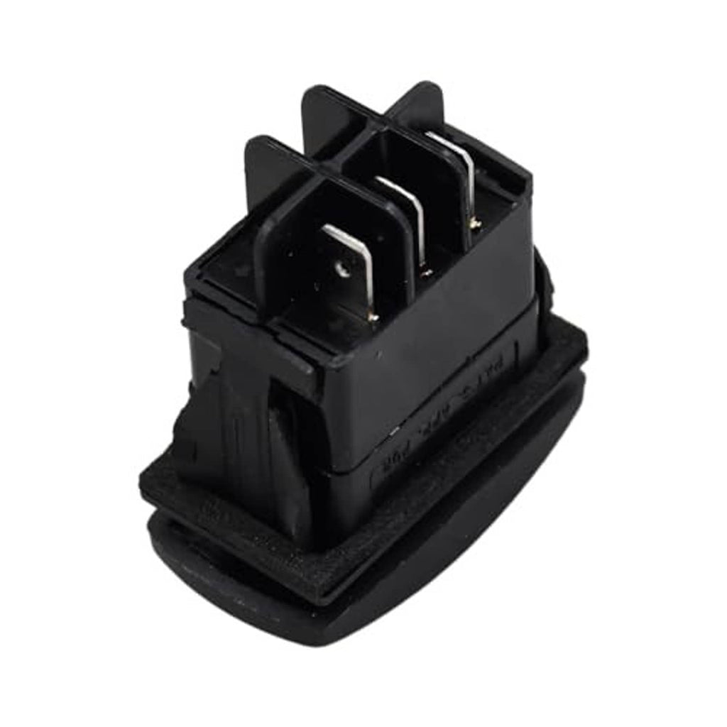 Black forward/reverse switch unit with three terminal contacts and plastic housing