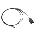Hood latch release cable set with black handle and metal release wire