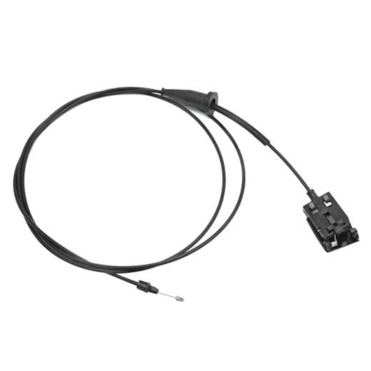 Hood latch release cable set with black handle and metal release wire