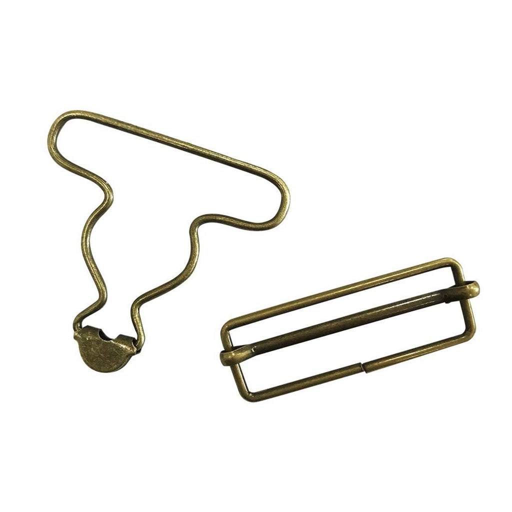 Bronze inside-bottom suspender clip with bar and prong ends