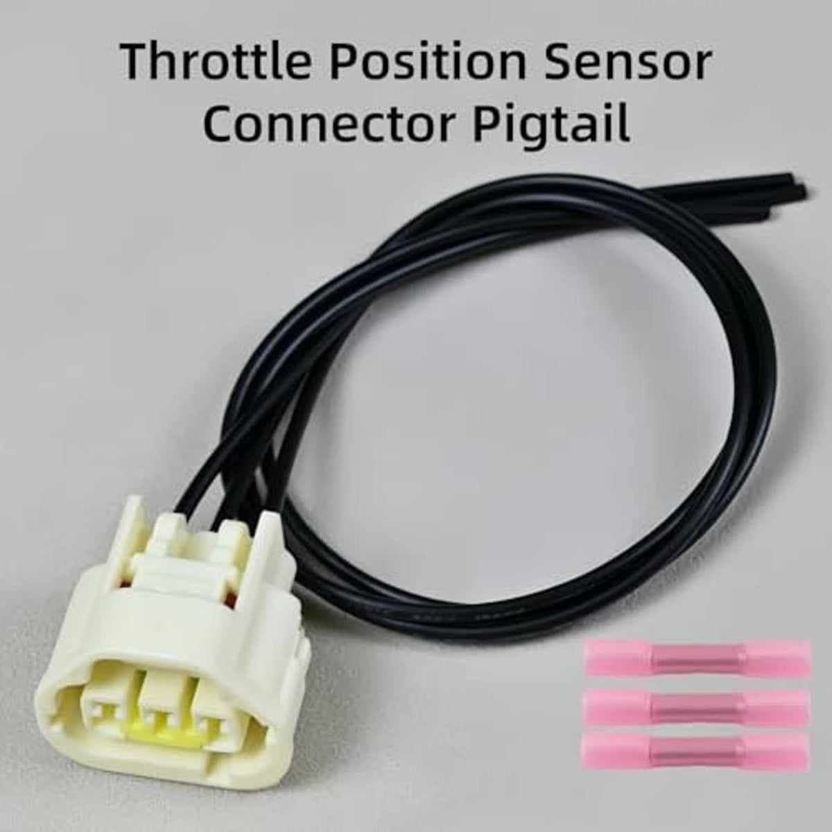 Throttle position sensor connector pigtail set with cream plug, black cable, and pink connectors