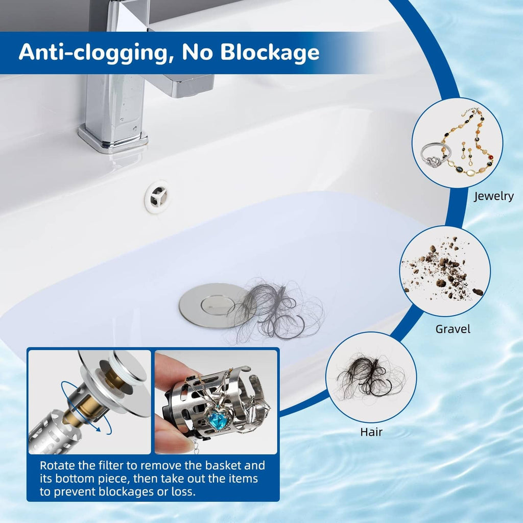 Chrome pop-up bathroom sink drain strainer with strainer basket and lift cap