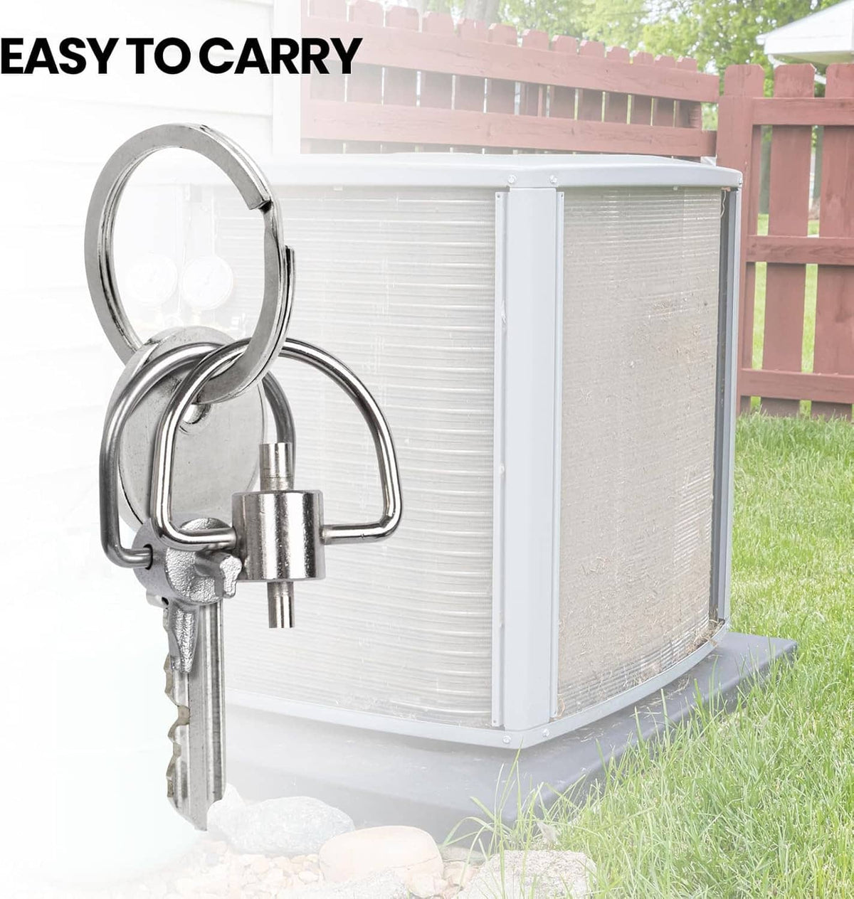 Metal refrigerant locking cap key with loop handle attached to a port cover