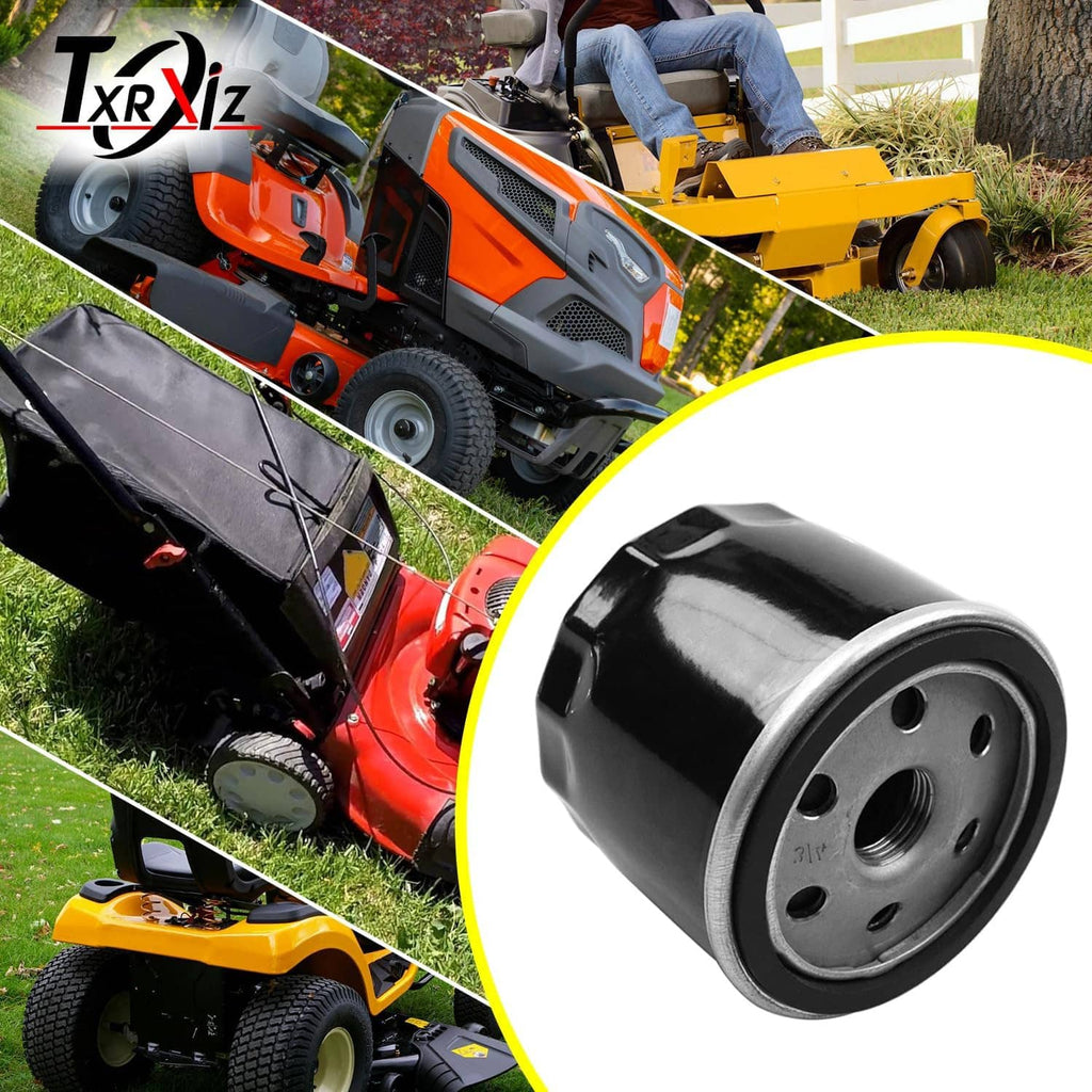 Close-up black oil filter cylinder with metal top rim and center threaded port