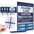 Trading card shipping protectors, semi-transparent packs with blue rubber band